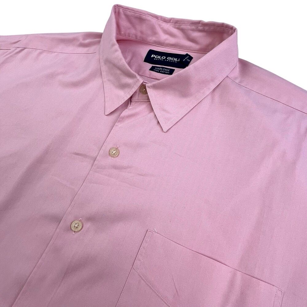 Polo Golf Ralph Lauren Shirt Mens XXL Pink Herringbone Marlowe Oxford Cotton